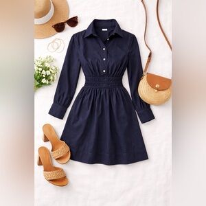 Chic Long Sleeve Navy Dress
